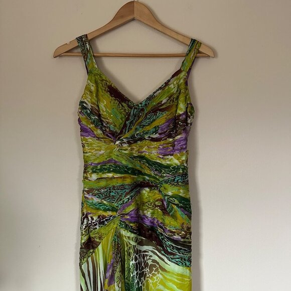 Y2K Sue Wong Pleated Silk Evening Gown Beaded Sequins Womens Sz 4 Formal Dress - Picture 2 of 9